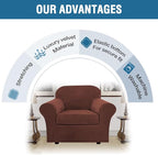 H.VERSAILTEX Rich Velvet Stretch 2 Piece Cover Chair Slipcover Sofa Cover Furniture Protector Couch Soft with Elastic Bottom Chair Couch Cover Width Up to 49 Inch (Chair, Burnt Brick)