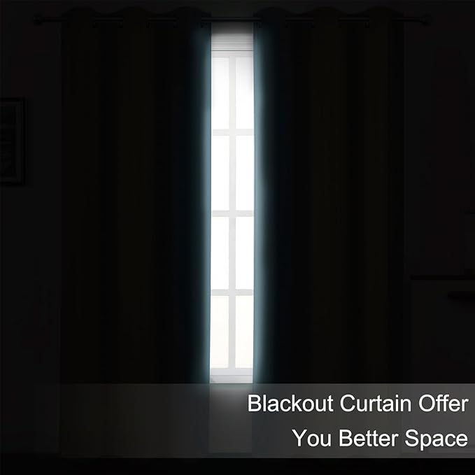 LEMOMO Blackout Curtains 66 x 54 Inch Long Stone Blue Curtains Set of 2 Panels Room Darkening Curtains for Bedroom and Living Room