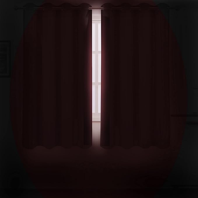 LEMOMO Red Blackout Curtains/52 x 63 Inch/Set of 2 Panels Room Darkening Curtains Thermal Insulated Living Room Curtains