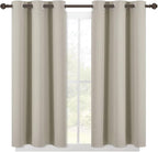 NICETOWN Modern Blackout Curtains Noise Reducing, Thermal Insulated and Privacy Room Darkening Drape Panels for Boy's Guest Room Door Small Short Window (Natural, 2 Panels, W42 x L45 -Inch)