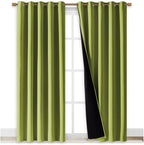 NICETOWN 100% Blackout Window Curtain Panels, Fresh Green, 2 PCs, 62" Wide Each Panel, Cold and Full Light Blocking Drapes with Black Liner for Nursery, 84 inches Drop Thermal Insulated Draperies