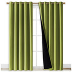 NICETOWN 100% Blackout Window Curtain Panels, Fresh Green, 2 PCs, 62" Wide Each Panel, Cold and Full Light Blocking Drapes with Black Liner for Nursery, 84 inches Drop Thermal Insulated Draperies