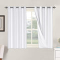 H.VERSAILTEX 100% Blackout Curtains for Bedroom Thermal Insulated Linen Textured Curtains Heat and Full Light Blocking Drapes Living Room Curtains 2 Panel Sets, 52x45 - Inch, White
