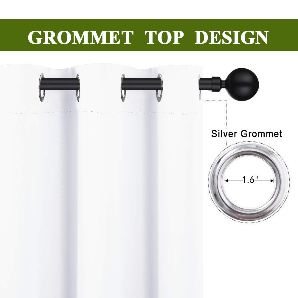 NICETOWN 50% Light Blocking Curtain Panels for Bedroom, Home Decoration Easy-Care Solid Grommet Draperies/Drapes, Window Covering for Kitchen (2 Panels, 34 by 84, White)