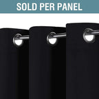 H.VERSAILTEX Blackout Curtain for Living Room Small Window Kitchen Blackout Curtains 45 inch Length Energy Saving Solid Grommet Blackout Drape, One Panel, Jet Black, 52" W x 45" L
