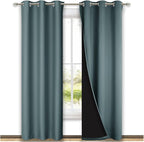 NICETOWN Greyish Blue Blackout Curtains 84 inches Long, Full Light Blocking Drapes with Black Liner for Nursery, Thermal Insulated Draperies for Hall, Villa (2 Pieces, 42" Wide Each Panel)