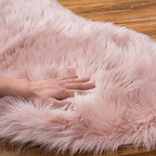 EasyJoy Ultra Soft Fluffy Rugs Faux Fur Rug Chair Cover Seat Pad Fuzzy Area Rug (Pink, 2x6 ft Rectangle)