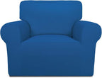 PureFit Super Stretch Chair Sofa Slipcover – Spandex Non Slip Soft Couch Sofa Cover, Washable Furniture Protector with Non Skid Foam and Elastic Bottom for Kids, Pets （Chair, Classic Blue）