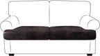 Leather Look Couch Cushion Covers Sofa Seat Slipcovers Sets Couches Furniture Protector for Sectional Armchair Loveseat Pets Kids Stretch Spandex Fabric (2 T-Cushion Loveseat, Chocolate)