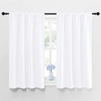 NICETOWN Window Curtain Panels - Rod Pocket Curtain Set for Bedroom (White, 2 Panels, 42 by 45)
