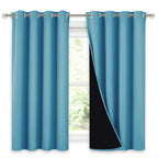 NICETOWN 100% Blackout Curtains with Black Liners, Thermal Insulated Full Blackout 2-Layer Lined Drapes, Energy Efficiency Window Draperies for Boy's Room (Teal Blue, 2 Panels, 52-inch W by 54-inch L)