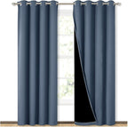 NICETOWN 100% Blackout Curtains 84 inches Long, Pair of Energy Smart & Noise Blocking Out Drapes for Baby Room Window, Thermal Insulated Guest Room Lined Window Dressing (Stone Blue, 52 inches Wide)