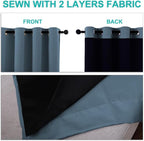 NICETOWN 100% Blackout Window Curtain Panels, Smoky Blue, 2 Pieces, 62-inch Wide Per Panel, Full Light Blocking Drapes with Black Liner for Nursery, 72-inch Drop Thermal Insulated Draperies