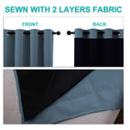 NICETOWN Full Shading Curtains for Windows, Smoky Blue, Pack of 2, 52 inches W x 95 inches L, Super Heavy-Duty Black Lined Blackout Curtains for Bedroom, Privacy Assured Window Treatment