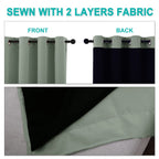 NICETOWN Greyish Green Blackout Curtains 84 inches Long, Full Light Blocking Drapes with Black Liner for Nursery, Noise Reducing Thermal Insulated Draperies for Doorway (2 Pieces, 37" Wide per Panel)
