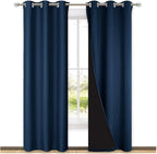 NICETOWN Blackout Room Warming Curtains 80 inches Long, Full Light Blocking Drapes with Black Liner for Nursery, Thermal Insulated Draperies for Hall, Villa (Navy Blue, 2 Pieces, 42" Wide Each Panel)