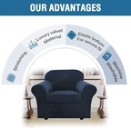 H.VERSAILTEX Rich Velvet Stretch 2 Piece Cover Chair Slipcover Sofa Cover Furniture Protector Couch Soft with Elastic Bottom Chair Couch Cover with Arms Width Up to 49 Inch(Chair,Navy)