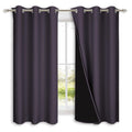 NICETOWN 100% Blackout Short Curtains with Black Liners, 2 Panels, 37" W by 50" L, Greyish Purple, Thermal Insulated Full Blackout 2-Layer Lined Drapes, Energy Efficiency Window Drapes for Bedroom