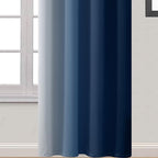 Yakamok Greyish White to Blue Ombre Curtain for Bedroom, Light Blocking Thermal Insulated Window Drape for Living Room(1 Panel, 52x84 Inch)