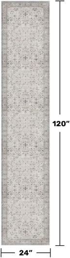 Hazo Haus Non Slip Hallway Runner Rug - 2 x 10 Runner Rug, Washable & Waterproof 2x10 Kitchen Floor Mat - Extra Long Light Gray Neutral Farmhouse Boho Design Décor