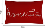 MFGNEH Home Sweet Home Quotes Farmhouse Pillow Covers, 12x20 Inch, Decorative Throw Pillow Case, Housewarming Gift, Red