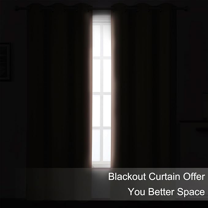 LEMOMO Blackout Curtains 66 x 54 Inch Long Blush Curtains Set of 2 Panels Room Darkening Curtains for Bedroom and Living Room