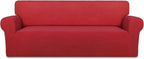 PureFit Super Stretch Sofa Slipcover – Spandex Non Slip Soft Couch Sofa Cover, Washable Furniture Protector with Non Skid Foam and Elastic Bottom for Kids, Pets （Sofa, Red）