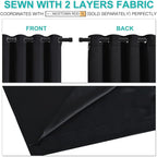 NICETOWN 100% Blackout Window Curtain Panels, Full Light Blocking Drapes with Black Liner for Nursery, 72 inches Drop Thermal Bedroom Drapes and Curtains (Black, 2 Pieces, 52 inches Wide Per Panel)
