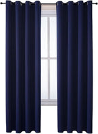 ChrisDowa Grommet Blackout Curtains for Bedroom and Living Room - 2 Panels Set Thermal Insulated Room Darkening Curtains (Navy Blue, 52W x 72L)
