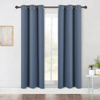 NICETOWN Window Treatment Blackout Curtain Panels, Home Décor Thermal Insulated Solid Grommet Blackout Draperies/Drapes for Bedroom (Set of 2 Panels, 42 by 72 Inch, Stone Blue)