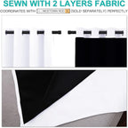 NICETOWN 100% Blackout Window Curtain Panels, Full Light Blocking Drapes with Black Liner for Nursery, 72 inch Drop Thermal Insulated Draperies (White, 2 Pieces, 52-inch Wide Per Panel)