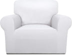 PureFit Super Stretch Chair Sofa Slipcover – Spandex Non Slip Soft Couch Sofa Cover, Washable Furniture Protector with Non Skid Foam and Elastic Bottom for Kids, Pets （Chair, White