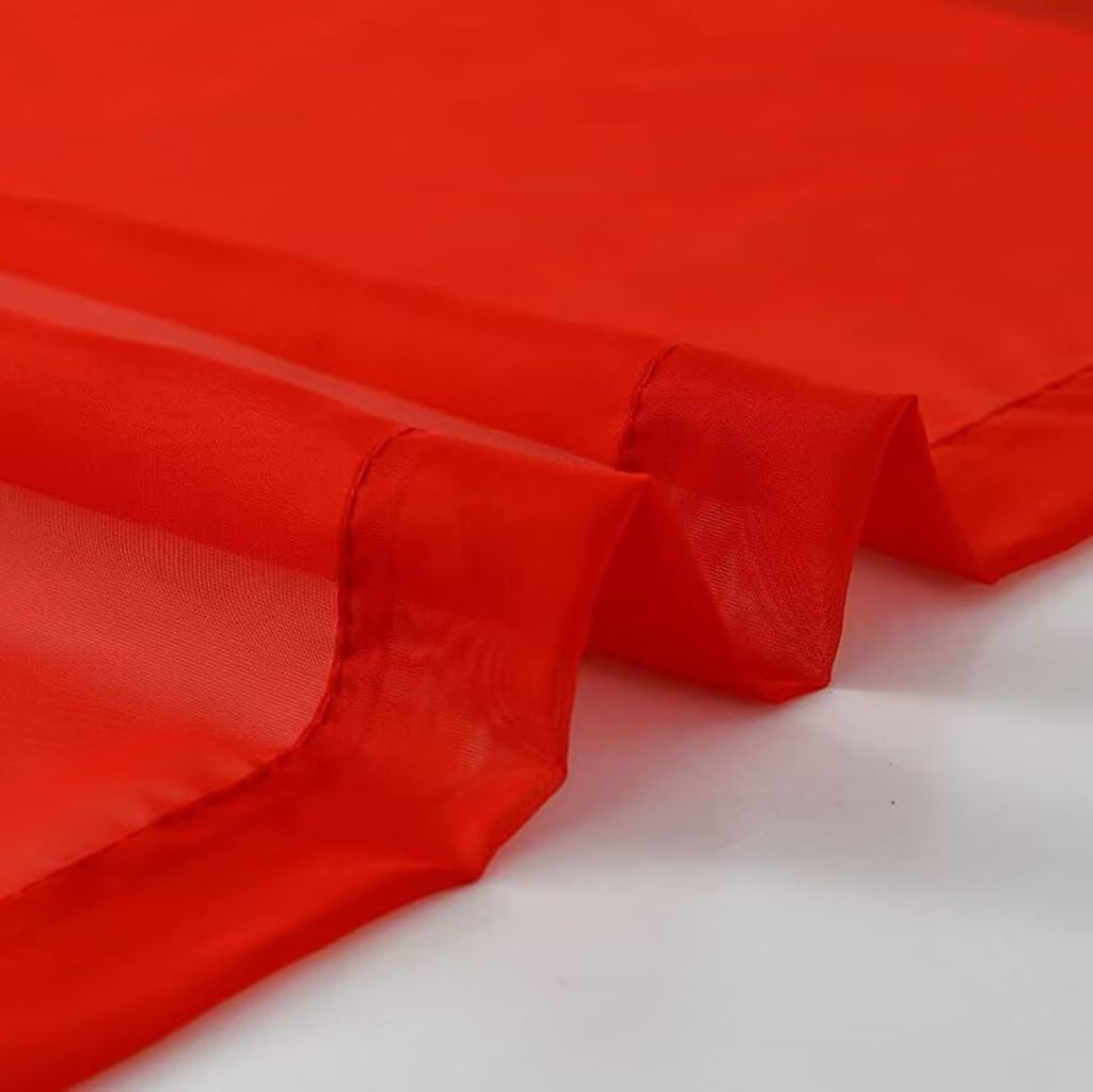 SpaceDresser Sheer Red Curtains 4 Panels Rod Pocket Semi-Sheer Curtain 54 Inches Long Light Filtering Voile Window Drapes for Bedroom Living Room Kitchen, Each 52W x 54L