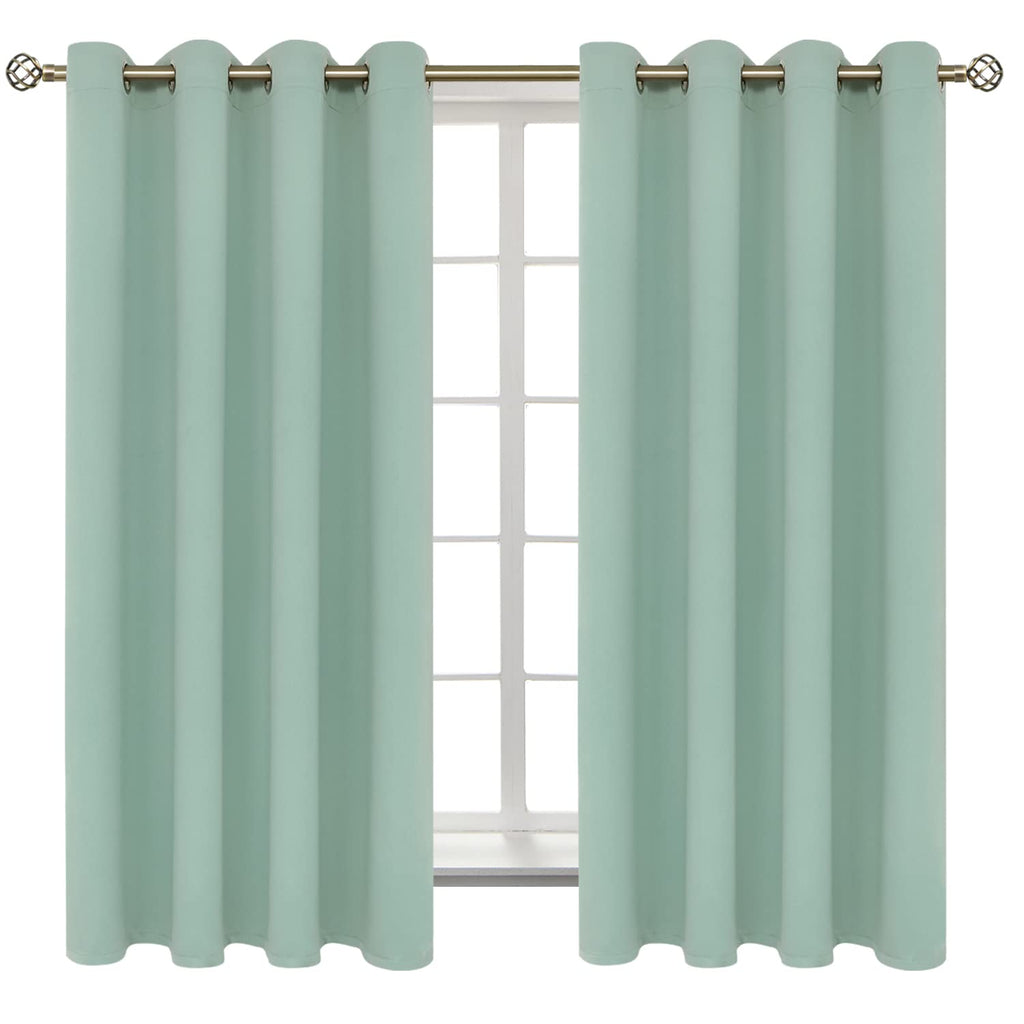 BGment Frosty Green Room Darkening Curtains 63 Inch for Bedroom - 2 Panels
