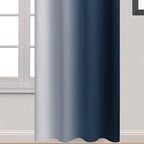 Yakamok Room Darkening Ombre Curtains 90 Inch Length, Navy Blue and Greyish White Thermal Insulated Gradient Color Curtains,Light Blocking Grommet Window Drapes for Bedroom,52 Inch Width,2 Panels