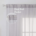 MIULEE 2 Panels Solid Color Sheer Window Curtains Elegant Window Voile Panels/Drapes/Treatment for Bedroom Living Room (54X108 Inches Light Grey)
