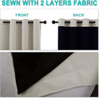 NICETOWN 100% Blackout Curtains 57 inches Long, Double-Deck Completely Blackout Window Treatment Thermal Insulated Lined Drapes for Small Window (Natural, 1 Pair, 55 inches Width Each Panel)