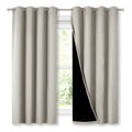 NICETOWN Extra Long Truly Blackout Drapes for Hall and Villa, 46-inch Width Each Panel, 45-inch Length, Natural, 2 Pieces, 100% Blackout Window Curtain Panels with Black Lined for Night Shift Worker