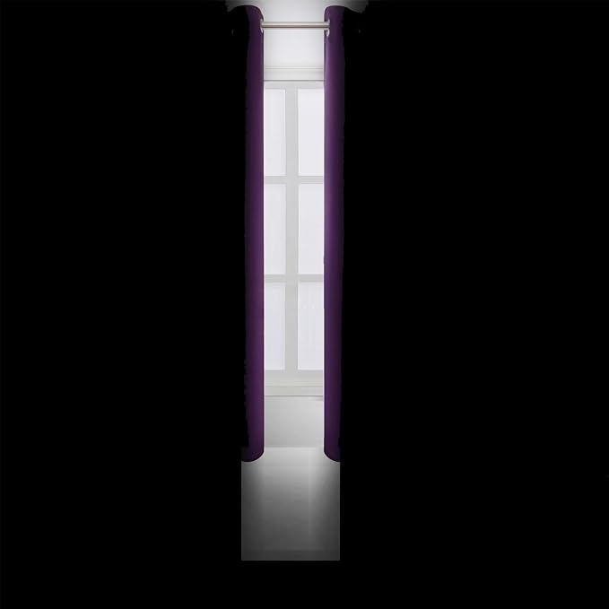 LEMOMO Blackout Curtains 66 x 54 Inch Long Purple Curtains Set of 2 Panels Room Darkening Curtains for Bedroom and Living Room