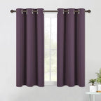 NICETOWN Bedroom Curtains Blackout Drapery Panels, 2 Panels, 42 x 54 Inch, Plum, Three Pass Microfiber Thermal Insulated Solid Ring Top Blackout Window Curtains/Drapes