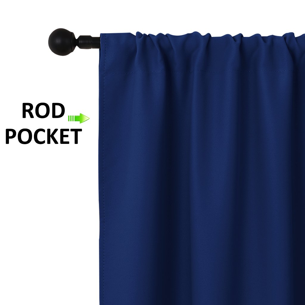 NICETOWN 2 Panels Blackout Curtains, Rod Pocket Thermal Insulated Drapes for Kitchen, Heavy Duty Small Window Treatment for Dorm Room, Studio Apartment, Basement (Royal Blue, W42 x L30)