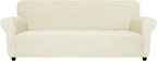 ZNSAYOTX Oversized Super Stretch Couch Cover (92"-115"), New Striped Sofa Covers Comfortable & Durable, Dog Cat Pets Friendly Extra Large Spandex Sofa Slipcovers (Beige, XL Sofa)