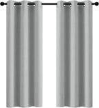 Yakamok Soft and Smooth Blackout Curtains for Bedroom - Grommet Thermal Insulated Room Darkening Curtains for Living Room, Set of 2 Panels (42 x 72Inch, Light Grey)