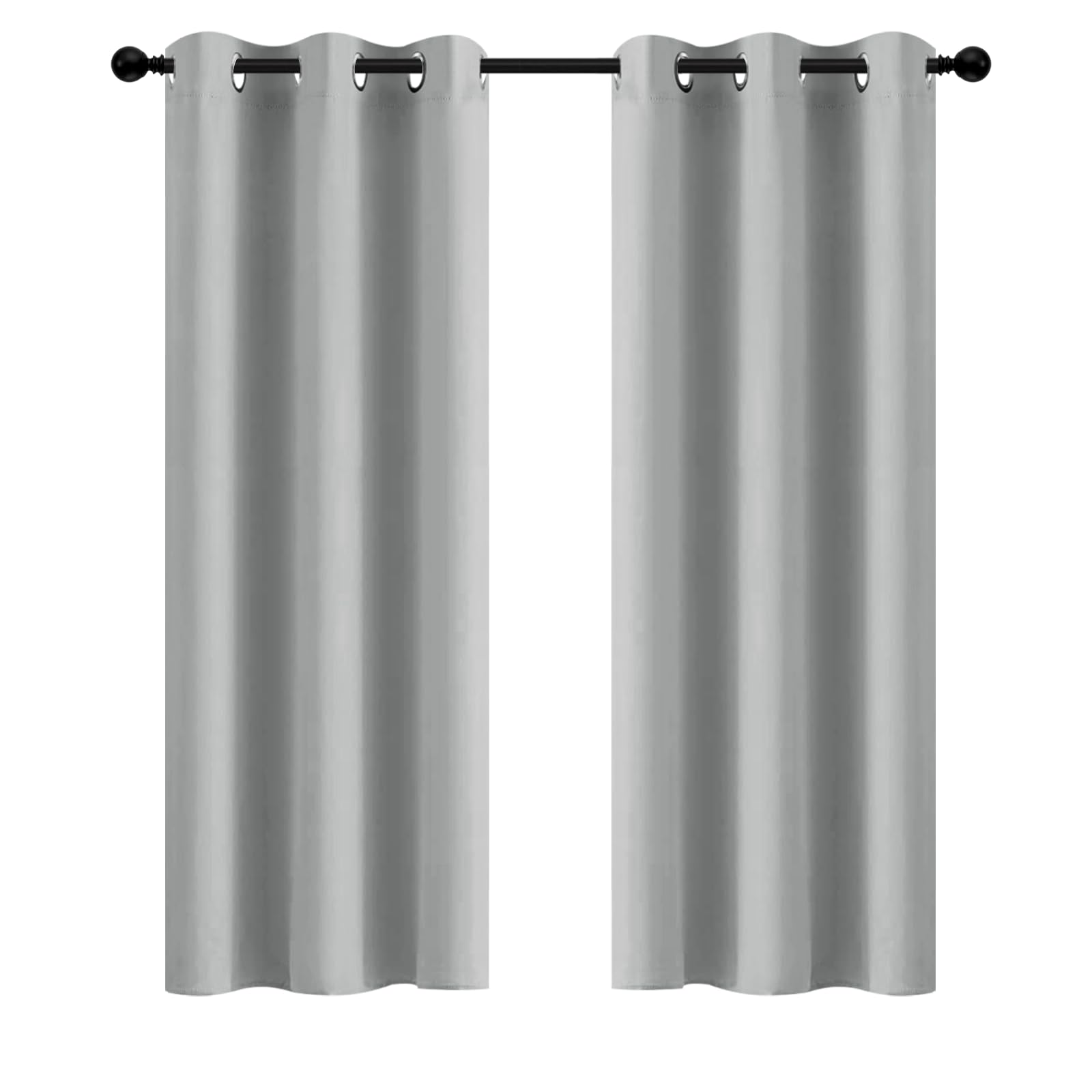 Yakamok Room Darkening Curtains 42x72 inch Length Light Grey-Living Room