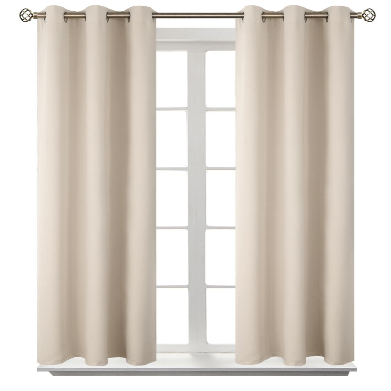 BGment Short Curtains for Small Window 54 Inch Long - Champagne 2 Panels