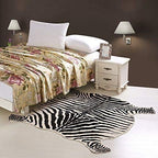 Zebra Rug Faux Zebra Print Area Rug Animal Hide Mat/Carpets for Living Room Yellowish Cream 4x4.6 Feet