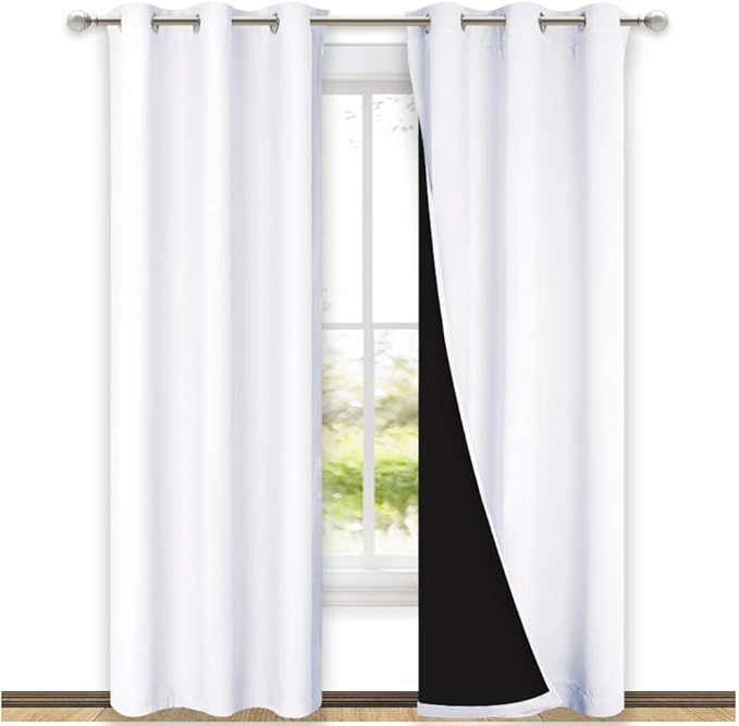 NICETOWN Room Warming Blackout Curtains 80 inches Long, 42" Wide Each Panel, Full Light Blocking Drapes with Black Liner for Nursery, Thermal Insulated Drapes for Hall, Villa — 42"W x 80"L (Pack of 2)
