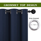 NICETOWN Blackout Draperies Curtains, All Season Thermal Insulated Solid Grommet Top Blackout Curtains/Drapes for Kid's Room (Navy, 1 Pair, 34 x 63 Inch)