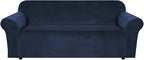 H.VERSAILTEX Stretch Velvet Sofa Covers Large Couch Covers Sofa Slipcovers Furniture Protector Soft with Non Slip Elastic Bottom, Feature Thick Comfy Rich Velour (Extra Wide Sofa 98"-105", Navy)