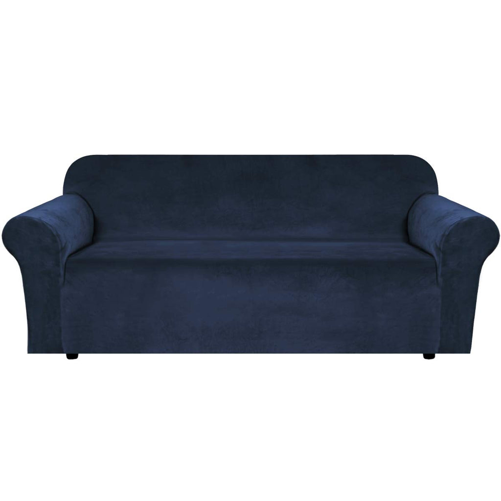 H.VERSAILTEX Stretch Velvet Sofa Covers Large Couch Covers Sofa Slipcovers Furniture Protector Soft with Non Slip Elastic Bottom, Feature Thick Comfy Rich Velour (Extra Wide Sofa 98"-105", Navy)